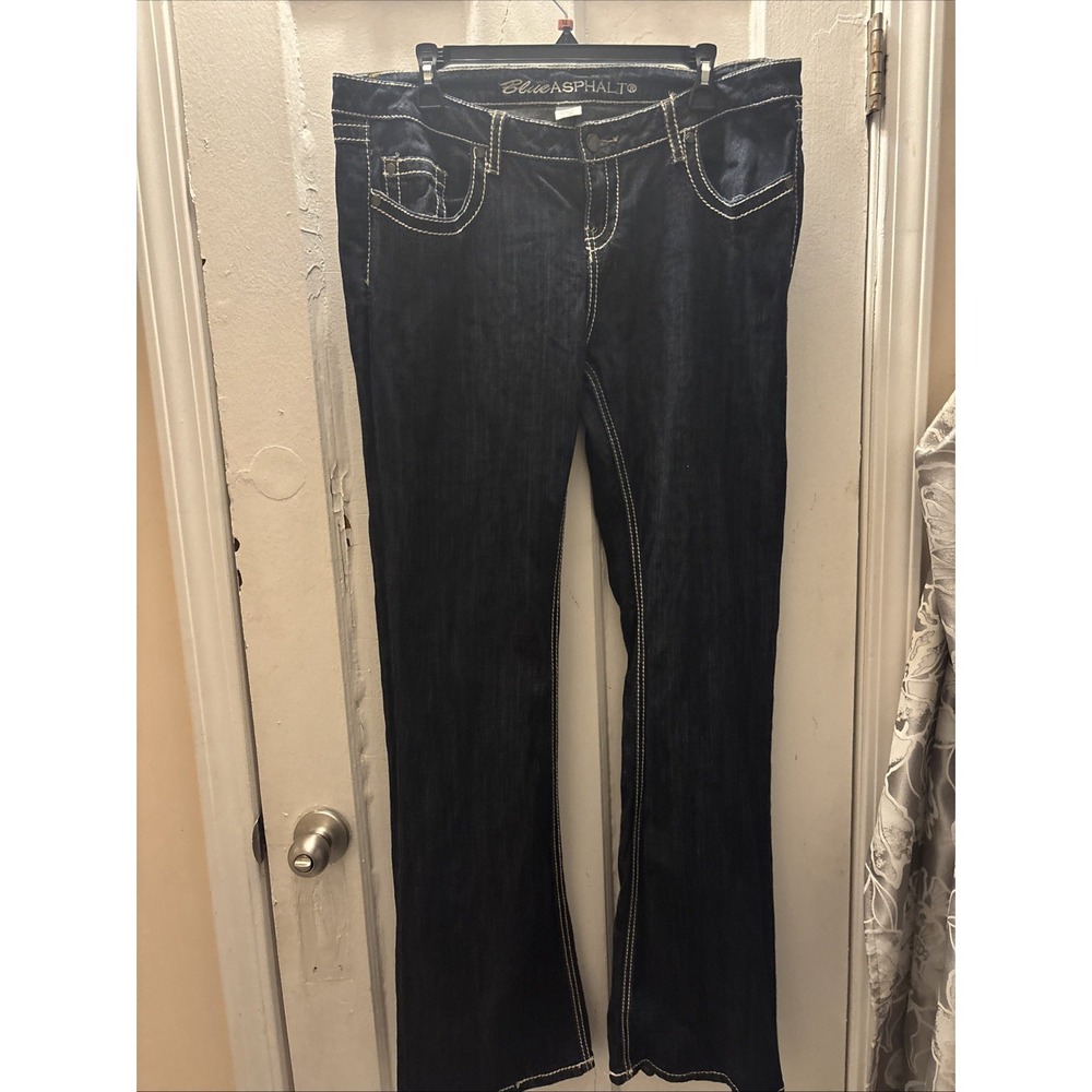 Blue Asphalt  Y2K‎ Blue Jeans, Navy Blue Flared Legs Euc.15 Long